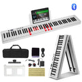 88-Key Foldable Piano, Bluetooth and MIDI Portable Electronic Digital Folding Piano with Sustain Pedal Bag, Touch-Sensitive Keys