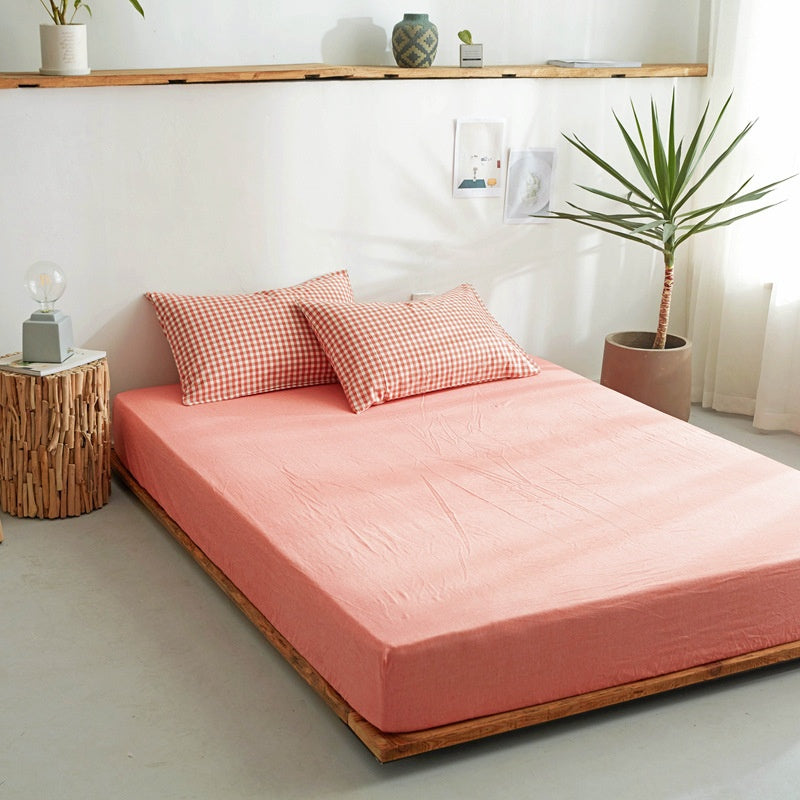 Cotton Yarn-Dyed Washed Cotton Fitted Sheet Mattress Protector