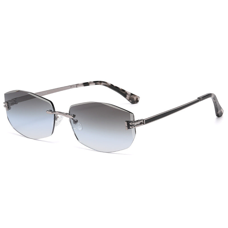 Frameless Cut Edge Metal Decorative Nylon Inner Degree Blue Film Driving Sunglasses
