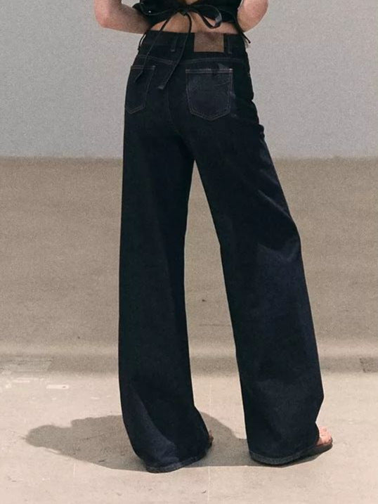 Denim Suspender Vest And Wide-leg Pants Resort-style Set