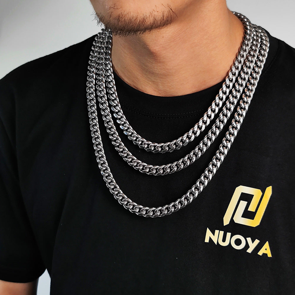 European Hip Hop Titanium Steel Necklace Ornament Stainless Steel Cuban Link Chain