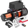 Electric Winch 6000 Lb Capacity 12V DC For Trucks With 1/4 Inch X 55 Ft Synthetic Rope Aluminum Hawse Fairlead