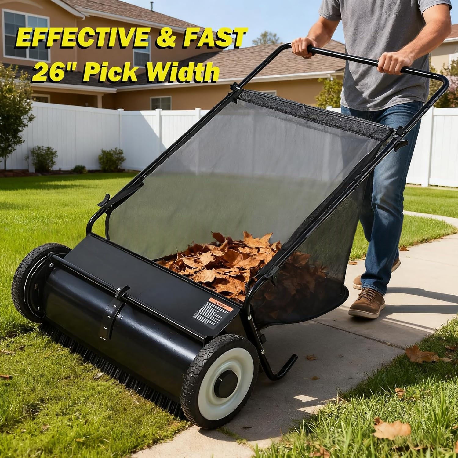 Hand Pushed Sweeping Cart For Lawn Cleaning