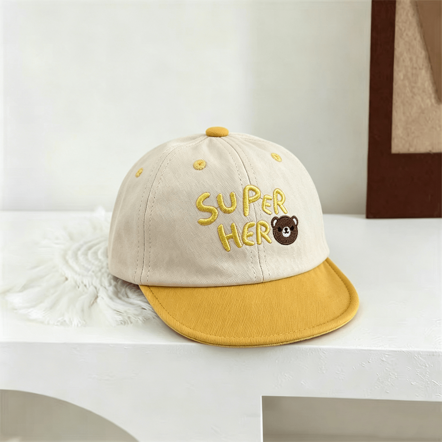 Summer Baby-style Multi-color Letter-stitched Bear-shaped Decorative Baseball Cap With Sun Protection. Fashionable And Cute. Suitable For Outdoor Use.