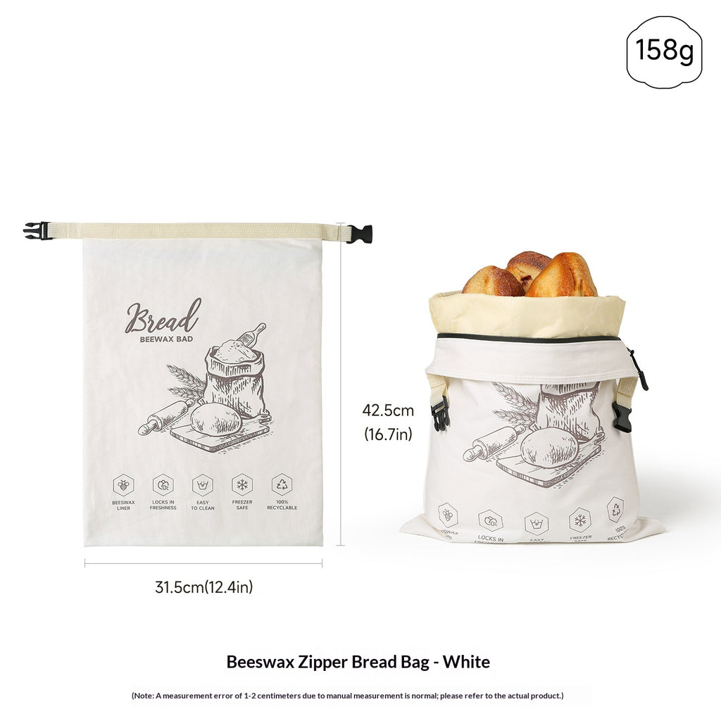 Reusable Food-grade Zippered Beeswax Bread Bag