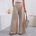 Pocketed High-waisted Fashionable Versatile Wide-leg Trousers Long Pants