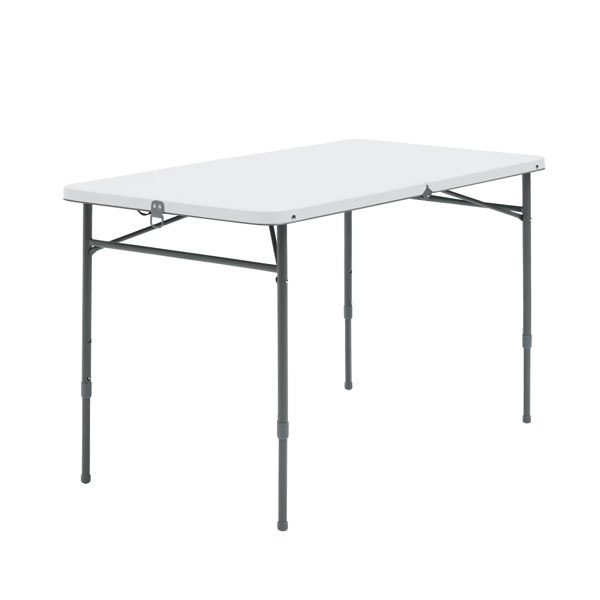 4 Foot Fold-in-Half Adjustable Folding Table, White Shipment From Walmart