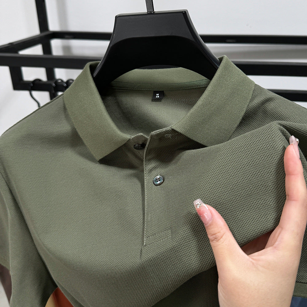 Heavyweight Mens Polo Shirt Short-sleeved T-shirt With A Turn-down Collar