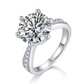 A 5-carat Luxury And Fashionable Light Luxury Jewelry Silver Ring Set With Top-quality Moissanite, S925 Silver Plated With Platinum