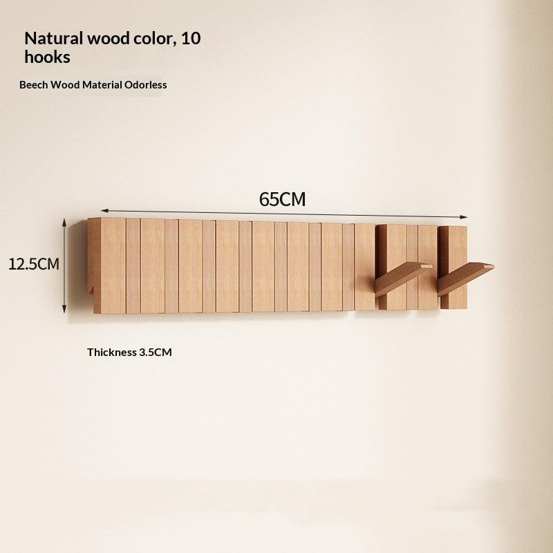 Punch-Free Solid Wood Hook Piano Key Coat Rack
