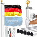 Removable Flagpole Kit, 7.6M Heavy-Duty Aluminum Alloy In-Ground Flagpole Kit for Outdoor Use