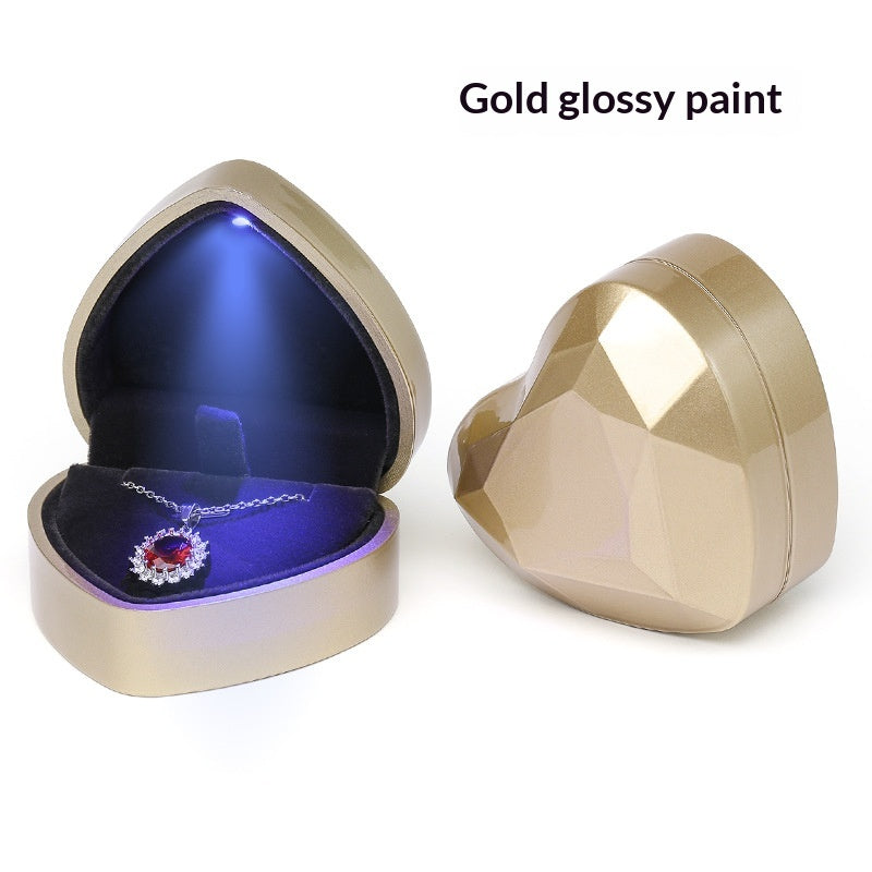 Heart-Shaped Rose Flower Ring Pendant Gift Box