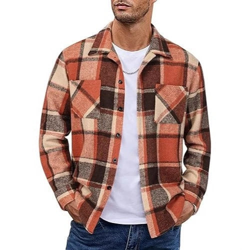 Plaid Casual Long Sleeve Jacket Versatile Shirt