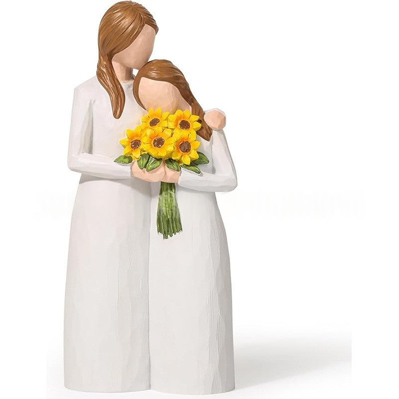 Mother And Daughter Hugging Resin Craft Statue