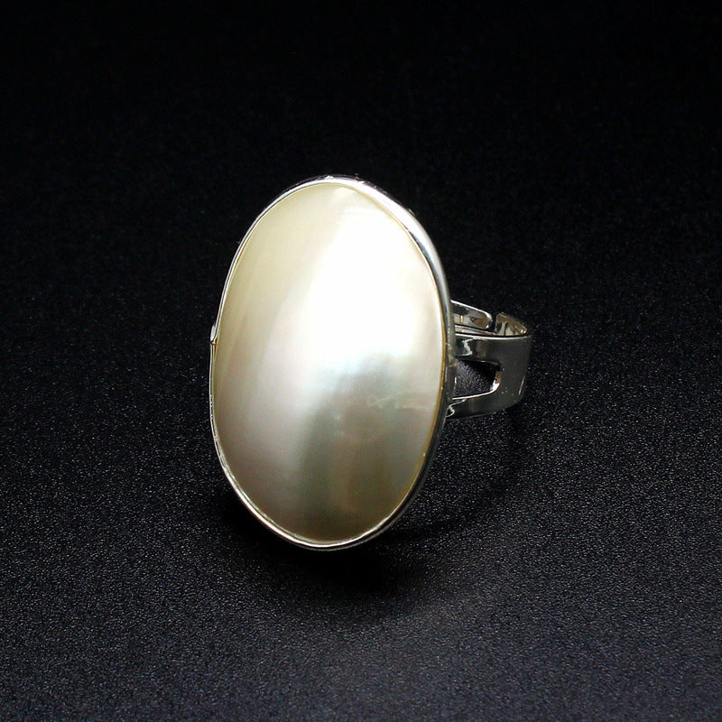 Seawater Starry Sky Blue Mabe Pearl Ring