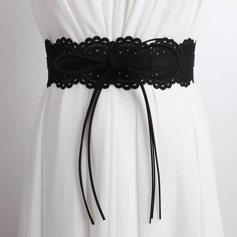 Fashionable All-Match Lace Fringe Strap Wide Waist Cincher