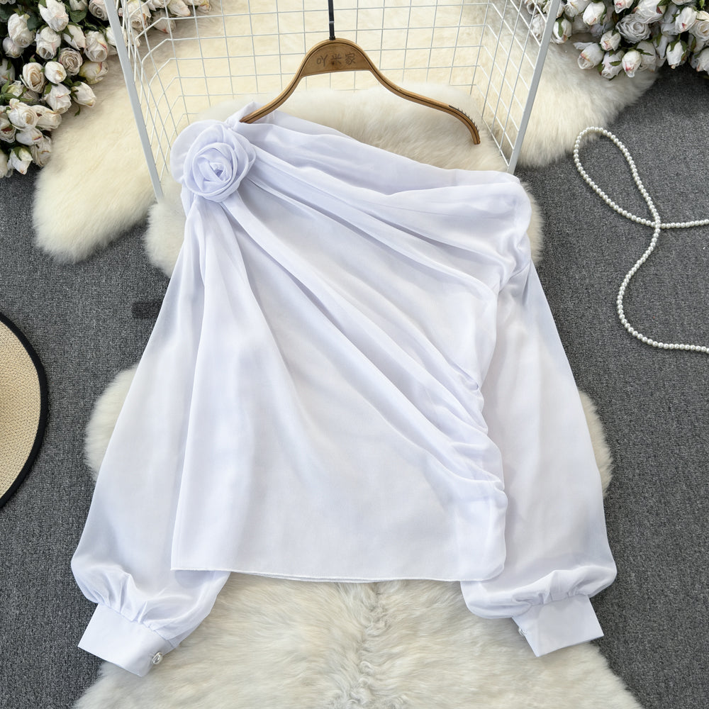 Loose-fitting Figure-flattering Chiffon Blouse For Women