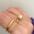 Womens Vintage Double-Layer 18K Gold-Plated Ring