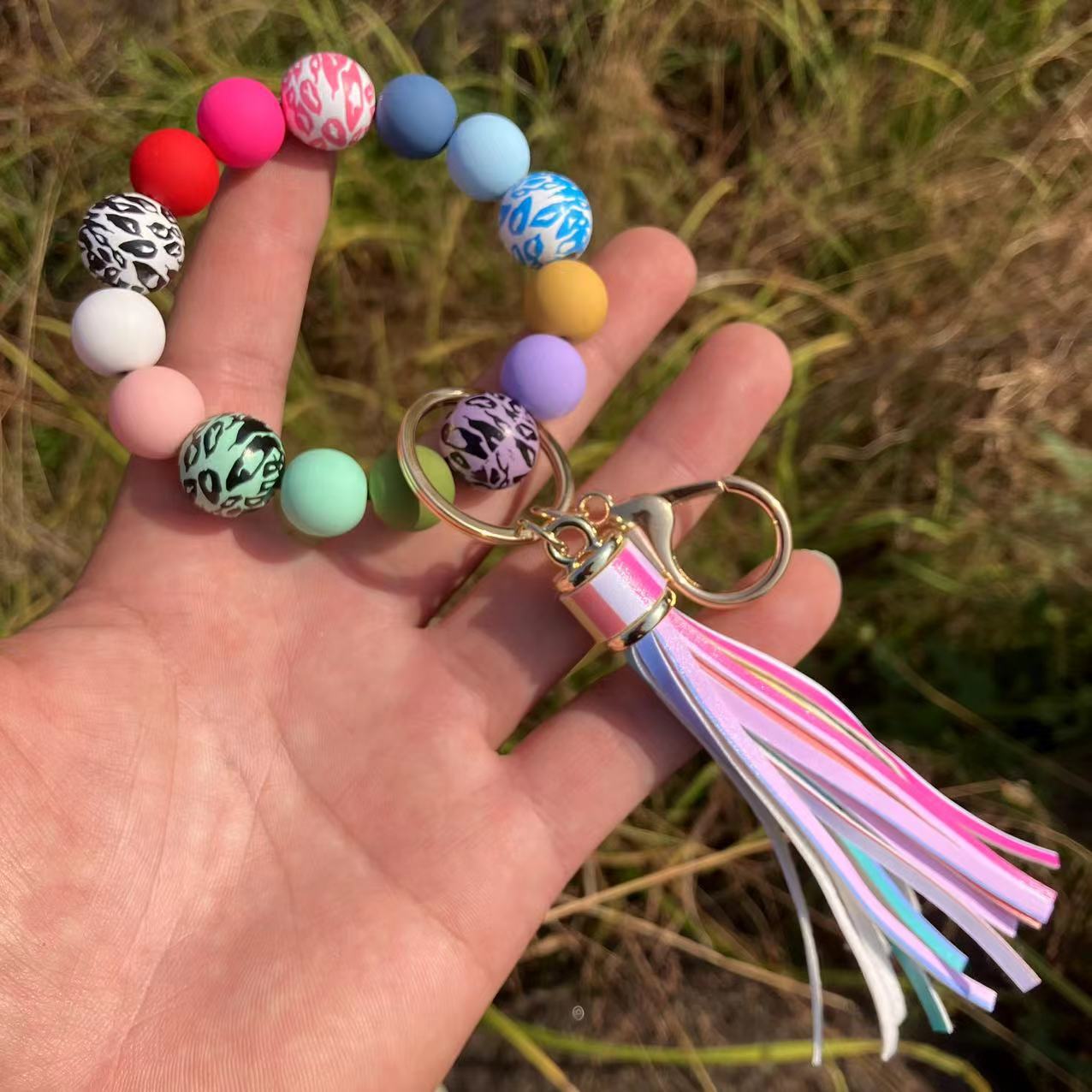 Women's Colorful Beaded Bracelet With Tassel Pendant