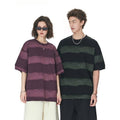 Tie-dye Washed Striped Short-Sleeve Mens Cotton T-Shirt