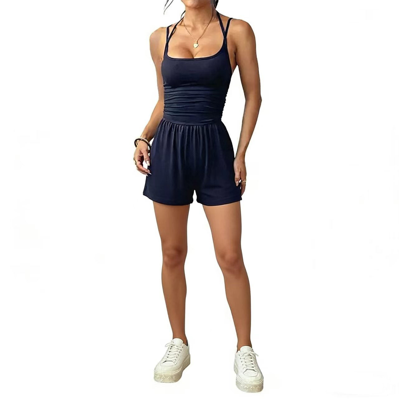 Sleeveless Strappy High-Waist Jumpsuit For Women