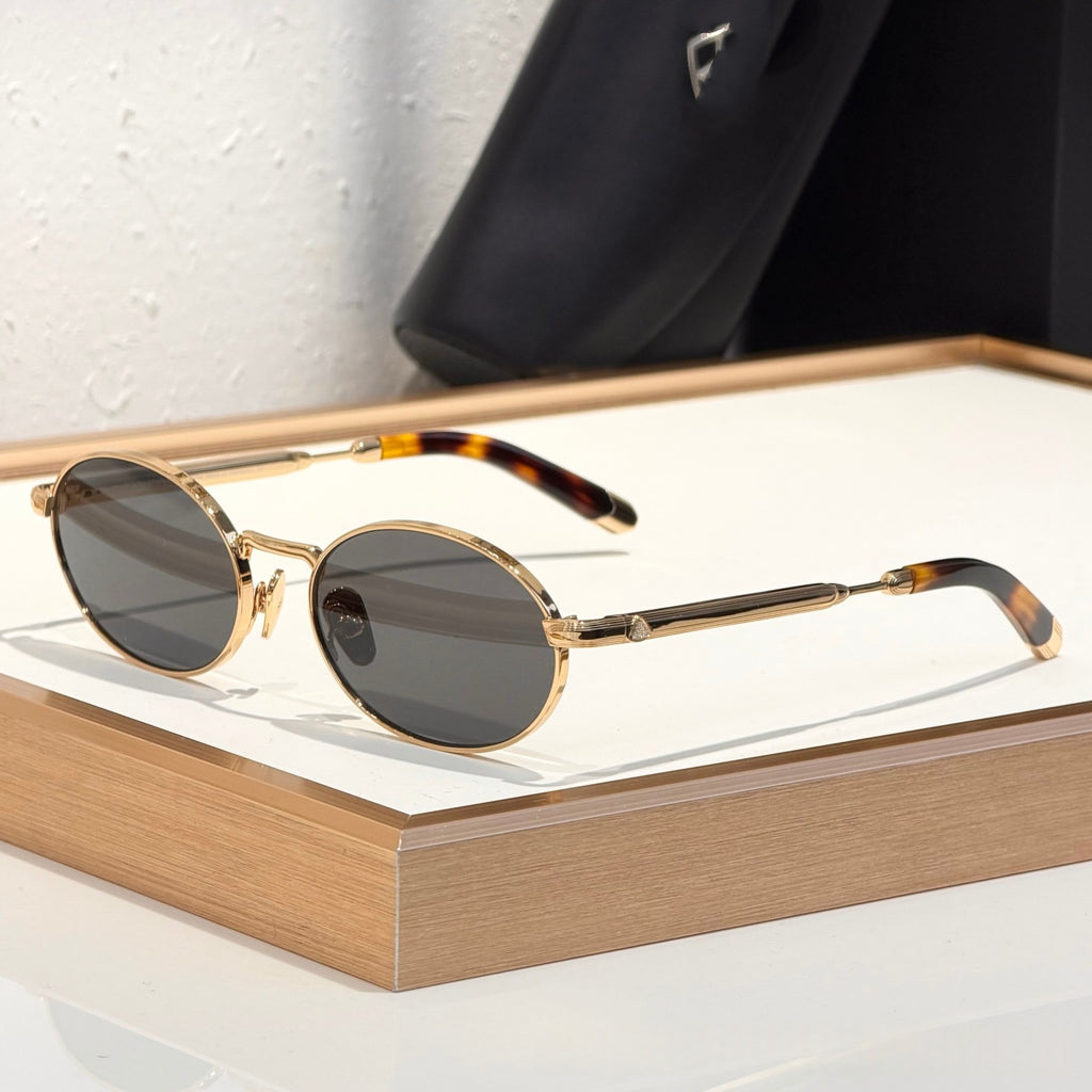 Casual And Versatile Metal Oval-frame Sunglasses