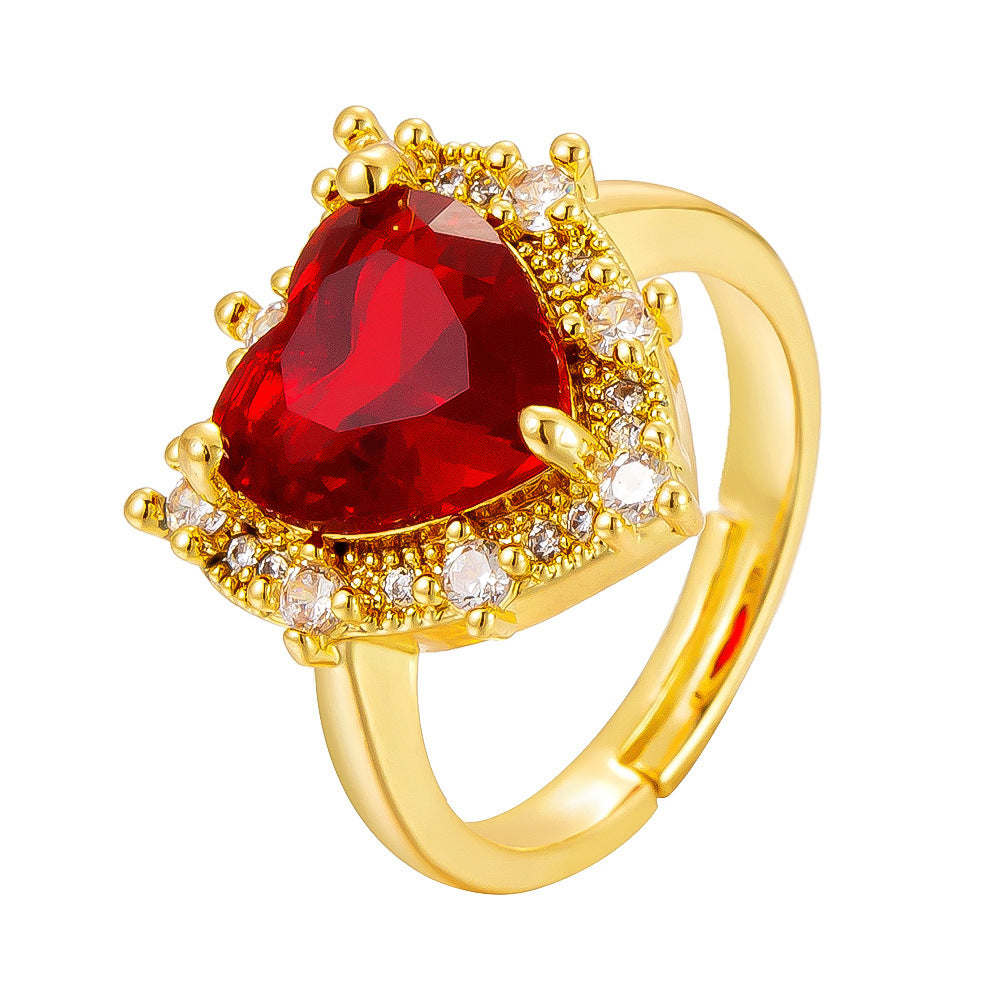 Women Trendy Finger Ring Adjustable Open Micro Paved Zircon Butterfly Star Heart