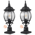 2-Pack Dusk to Dawn Outdoor Post Lights, 530mm Waterproof Lantern Post Lamps with 35-inch Glass Shade for Pillar Mounting