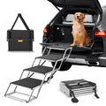 Dog Stairs for Cars, Wide 4-Step Foldable Dog Car Stairs with Non-Slip Surface, Portable Lightweight Aluminum Pet Stairs for Car