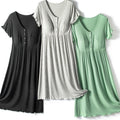 Modal Ribbed Thin Round-neck Short-sleeved Maternity Nursing Dress