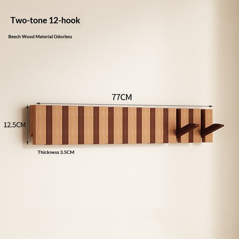Punch-Free Solid Wood Hook Piano Key Coat Rack