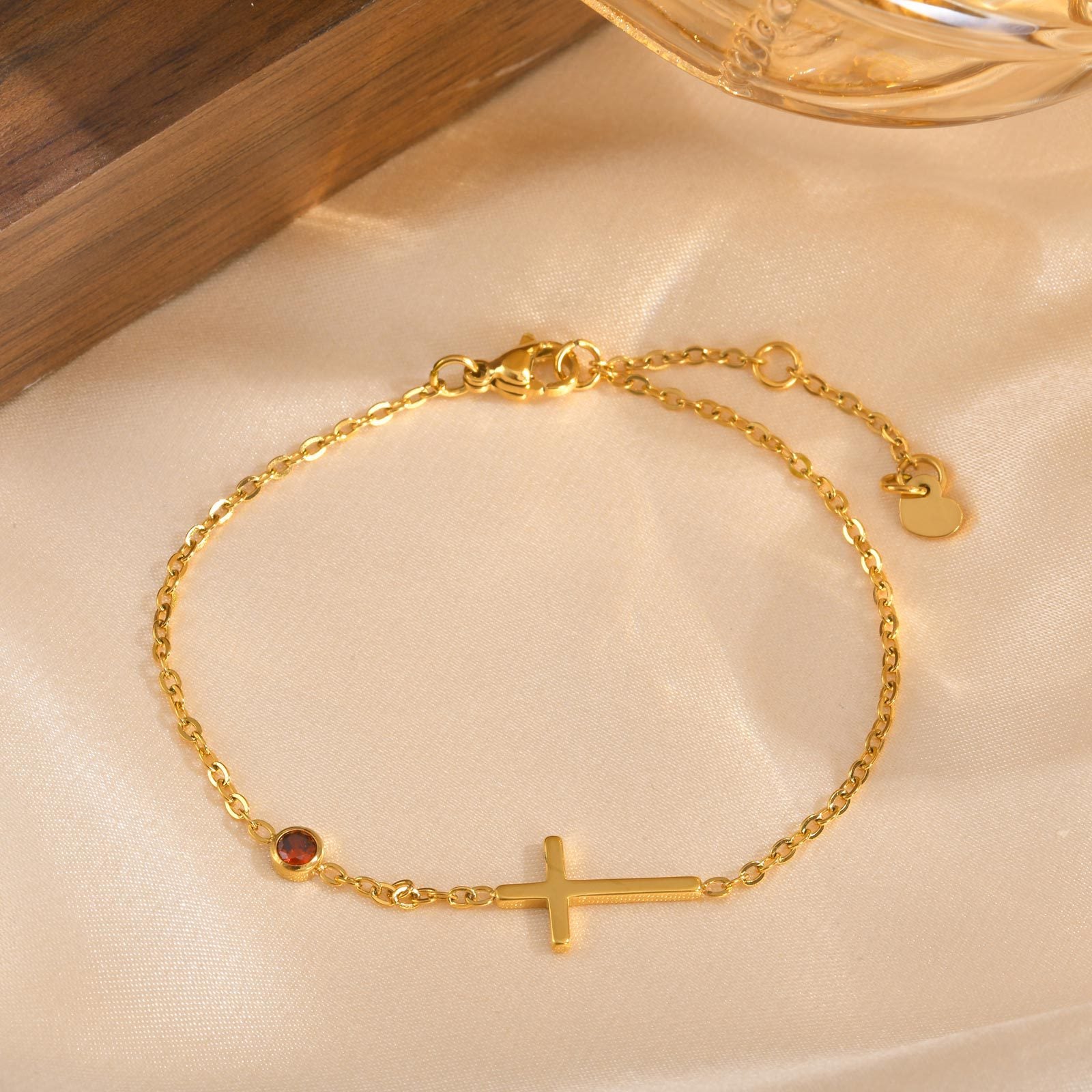 Womens Stainless Steel Cross Bracelet
