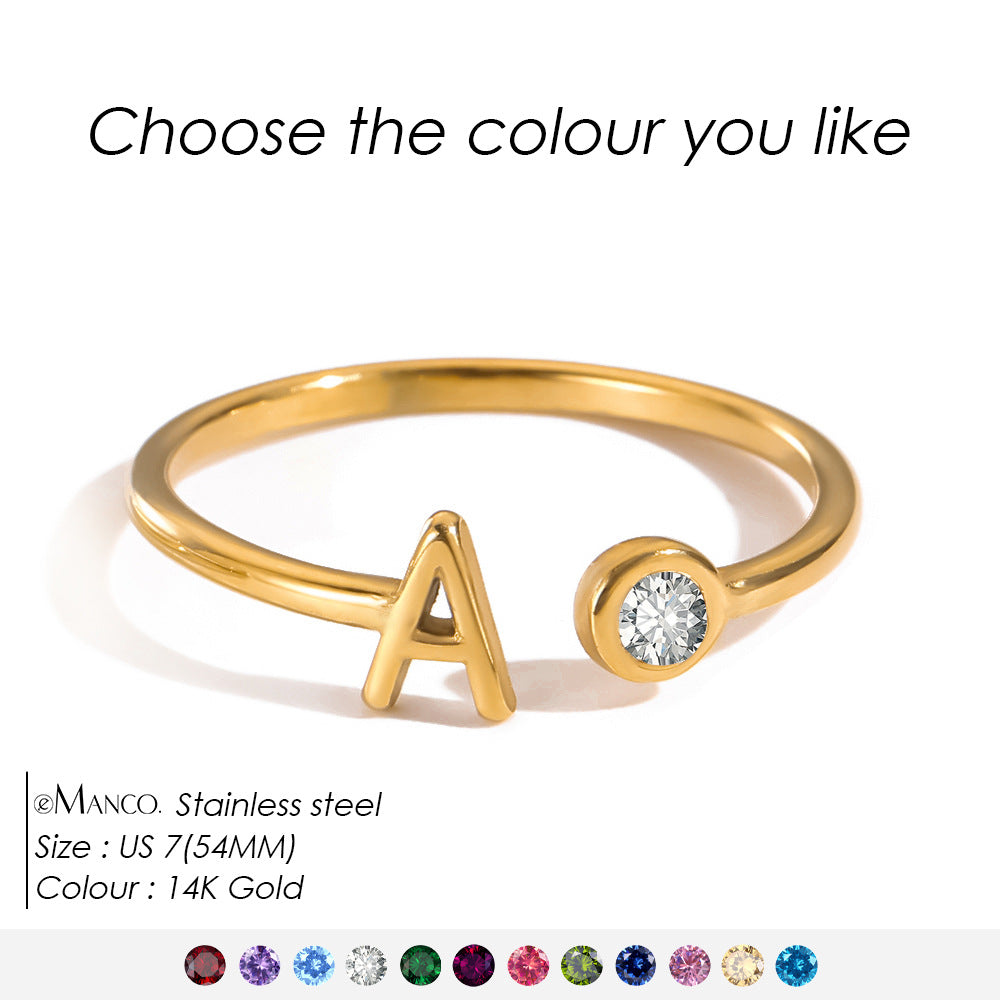 Stainless Steel Ring For Women 26-letter Ring