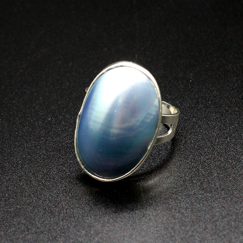 Seawater Starry Sky Blue Mabe Pearl Ring