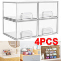 4 Clear Stackable Storage Drawer, 4.4 Inch Tall Acrylic Bathroom MakeupOrganiser