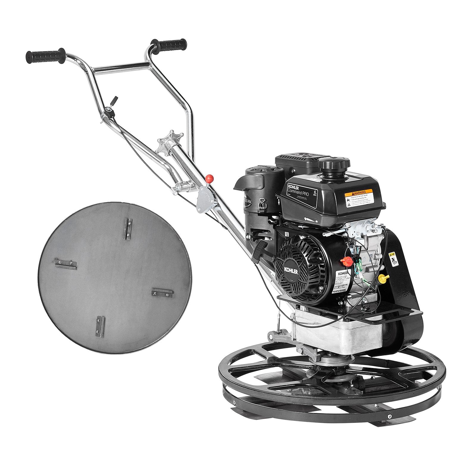 24 Inch Power Trowel, Handheld Cement Trowel with Float Pan, 6 HP Powerful Gas-Powered Surface Smoother for Smooth Concrete Surfaces