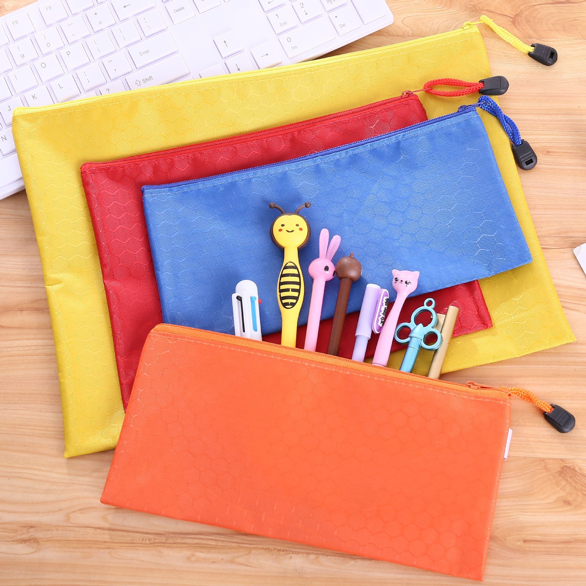 Solid Color Portable Oxford Zippered File Folder