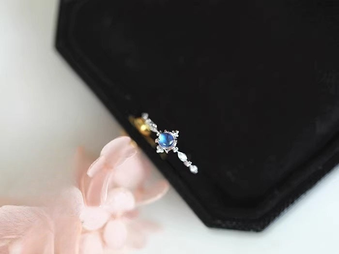 Trendy Summer Minimalist Ring, Premium Zircon Natural Colored Gemstone, Niche High-end Couple Open Ring