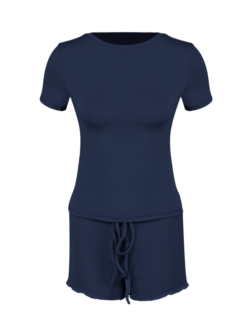 Womens Stylish Form-fitting Short-sleeve Set With A Crew Neck
