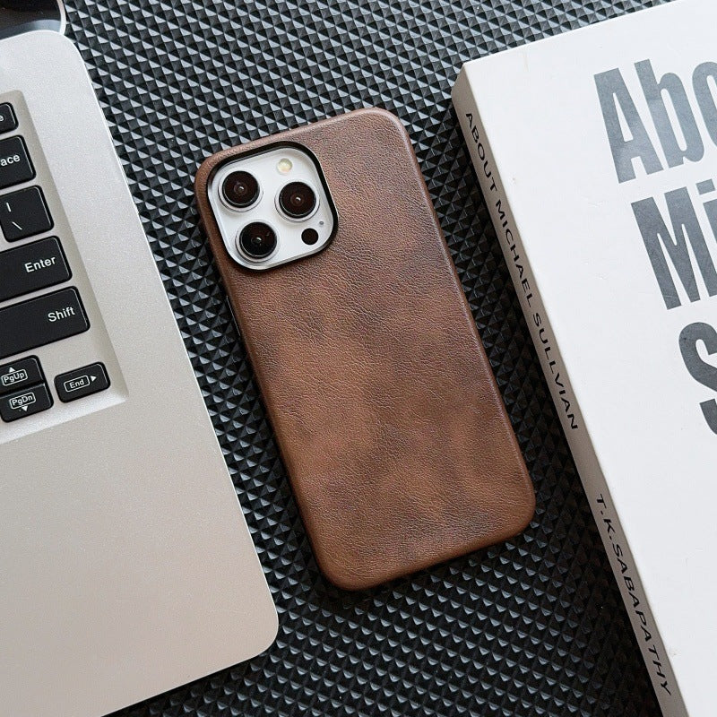 Retro Crazy Horse Leather Grain Phone Case