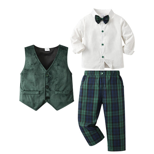 Baby Boys Three-piece Suit With Waistcoat And Formal Jacket