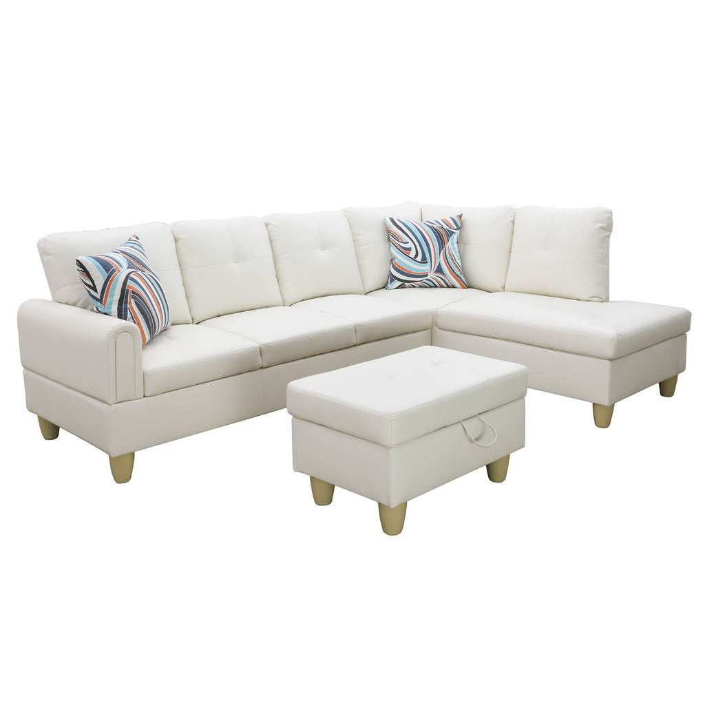 Pickup Only--White Faux Leather 3-Piece Living Room Sofa Set