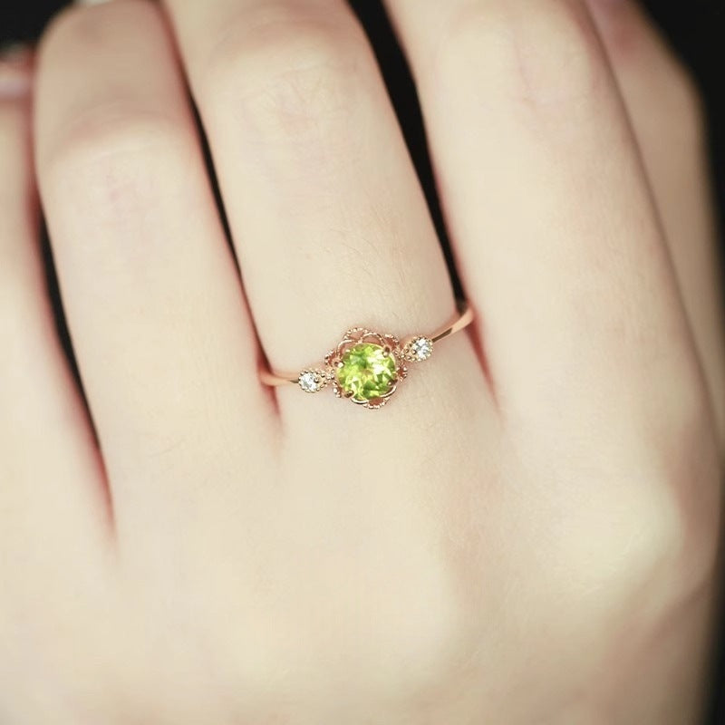 Trendy Summer Minimalist Ring, Premium Zircon Natural Colored Gemstone, Niche High-end Couple Open Ring