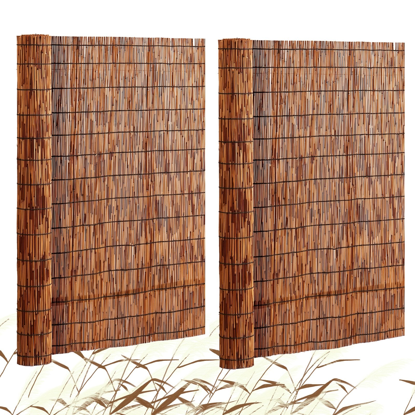 Natural Reed Fence 122 x 5 m, 2-Pack Reed Privacy Screen