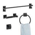 Badezimmer Hardware Zubehör Set Aus SUS201 Edelstahl (4-tlg.) Inkl. Handtuchstange & Handtuchhalter (runder Ring) &  Haken & Toilettenpapierhalter, Für Badezimmer, Wandmontage Schwarz