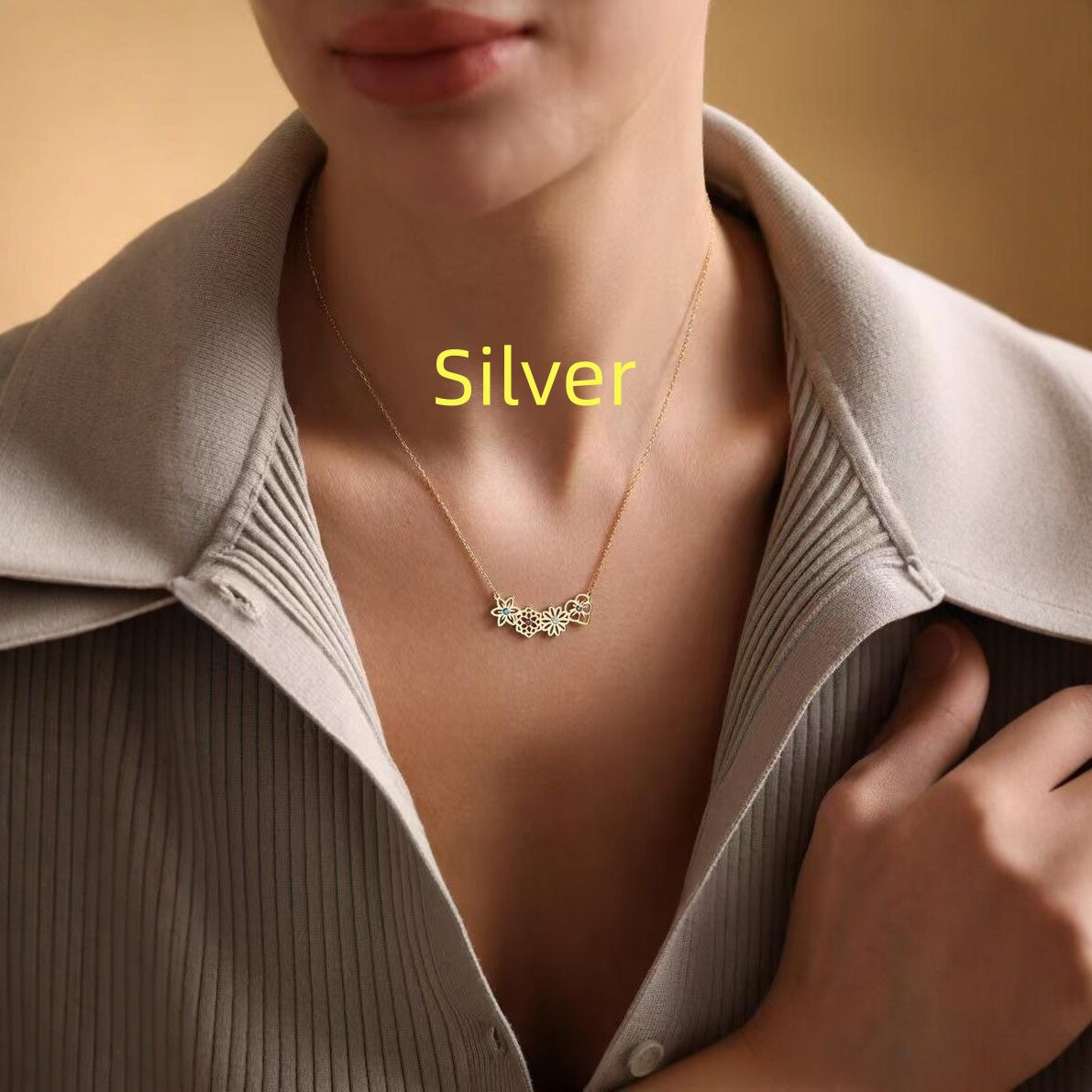 Fashion Birthstone Flowers Clavicle Chain Mother's Day