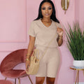 Fashionable Womens New Solid-Color Slim-Fit Set