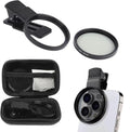 52mm Professional Phone Camera Clip With Macro Lens CPL Star Variable ND Filter For All Smartphones Aluminum Alloy Thread - With CPL Filter,Round Hole