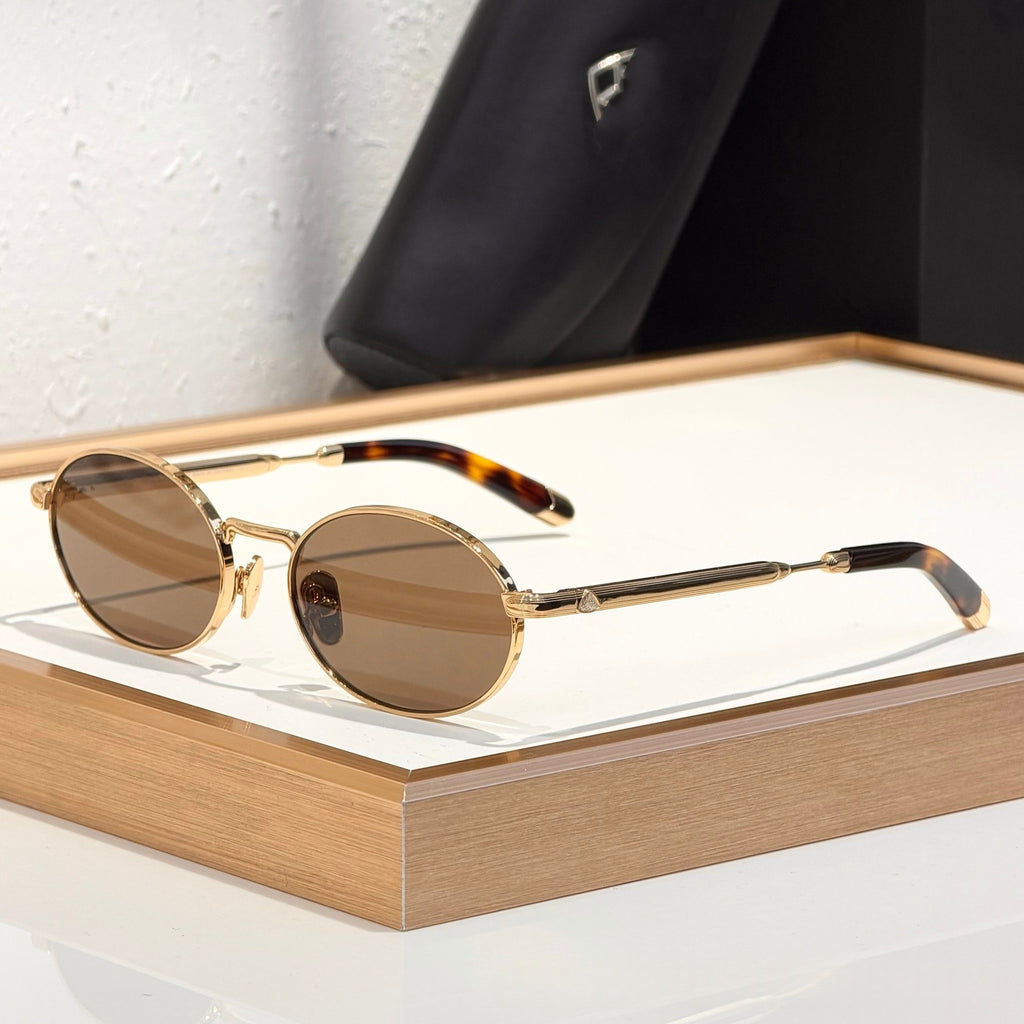 Casual And Versatile Metal Oval-frame Sunglasses