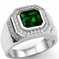 Mens Two-Tone Electroplated Inlaid Oval Ring